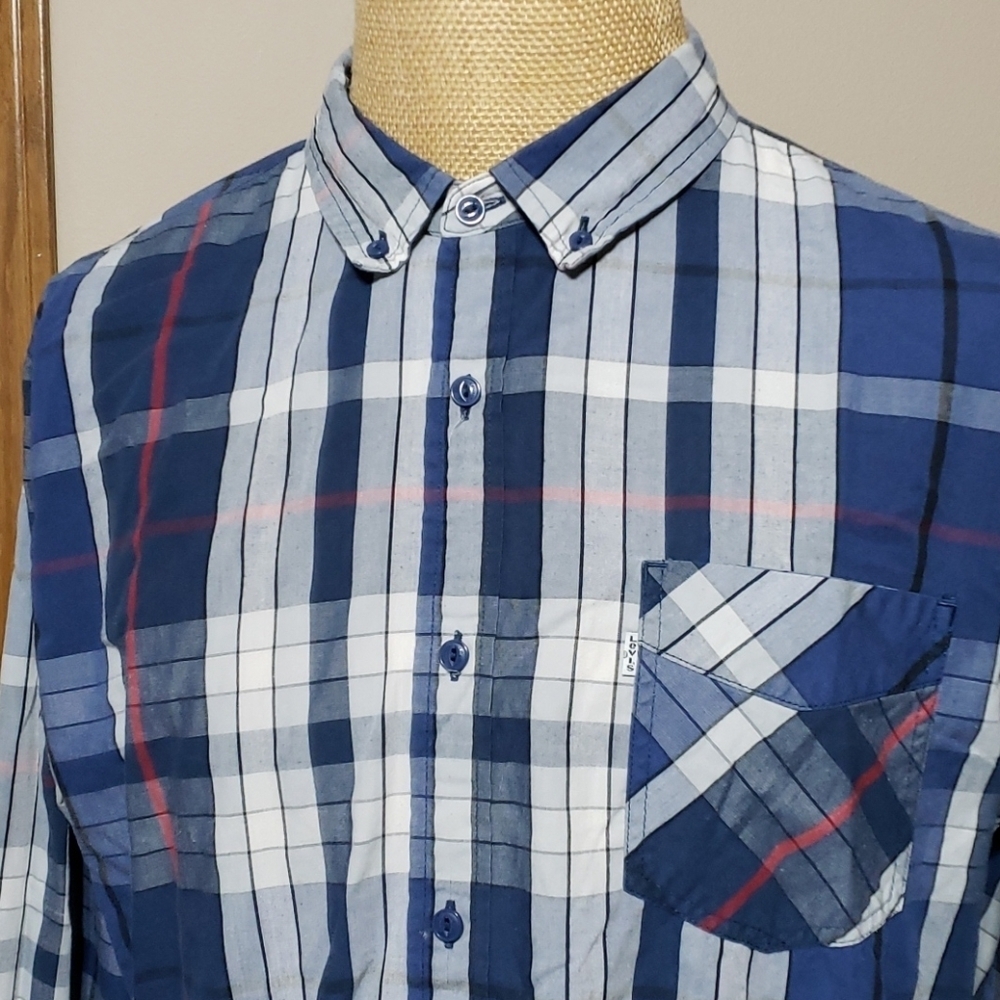 Levi's red white and blue plaid long sleeve shirt